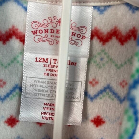 Wondershop 12 Month Geometric Pattern Flannel 2 Piece Pajama PJ - Picture 4 of 9